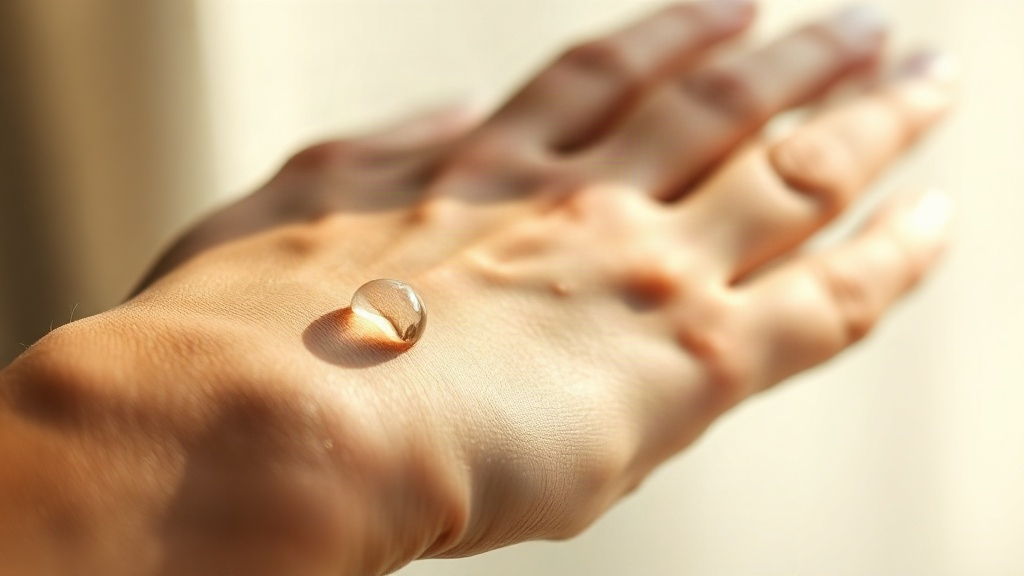 close-up of a woman's wrist with a delicate drop of perfume glistening on the skin, soft diffused natural light, mi
