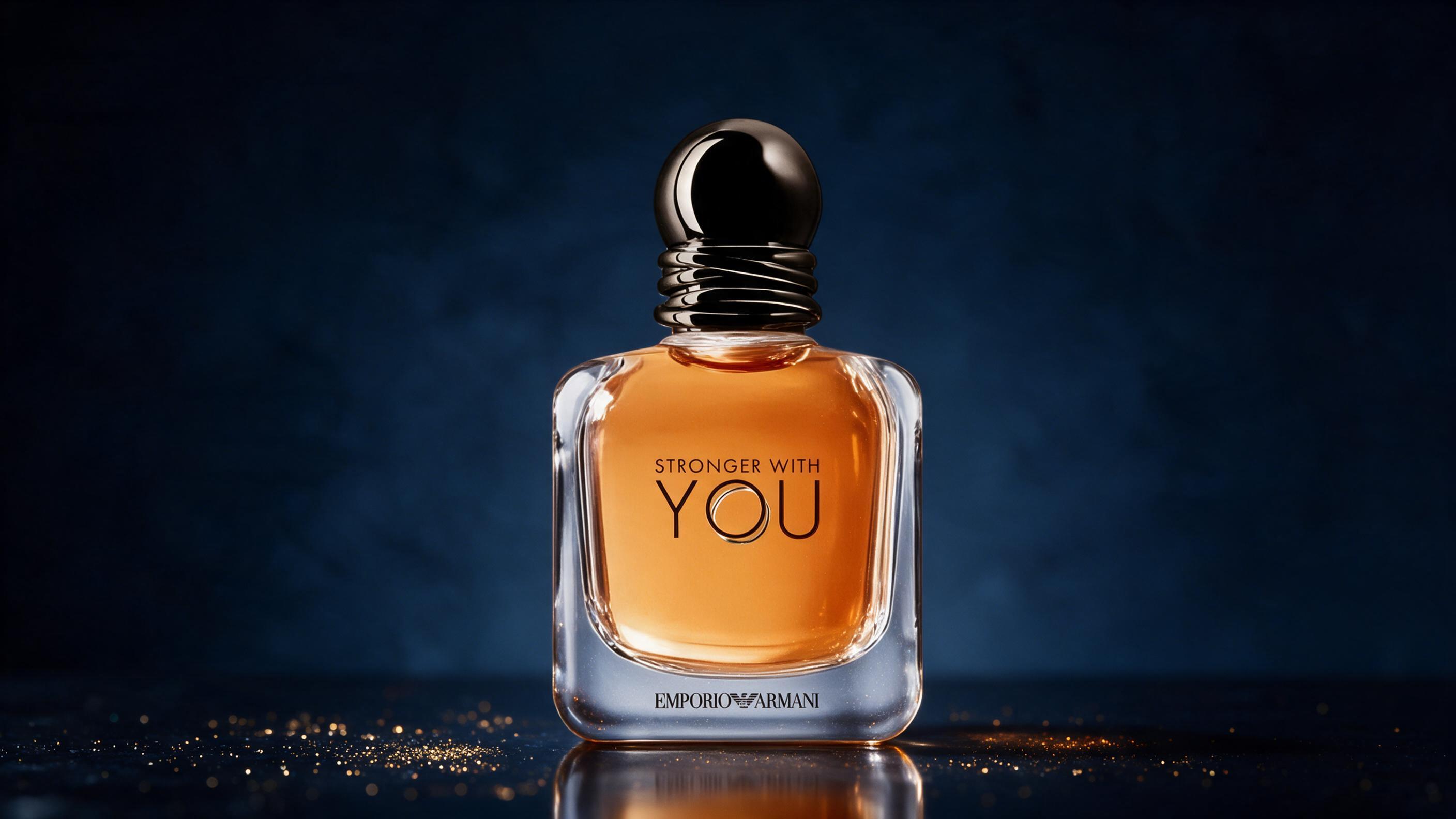 professional product photography of a men's cologne bottle on a dark reflective surface, elegant square glass bottl
