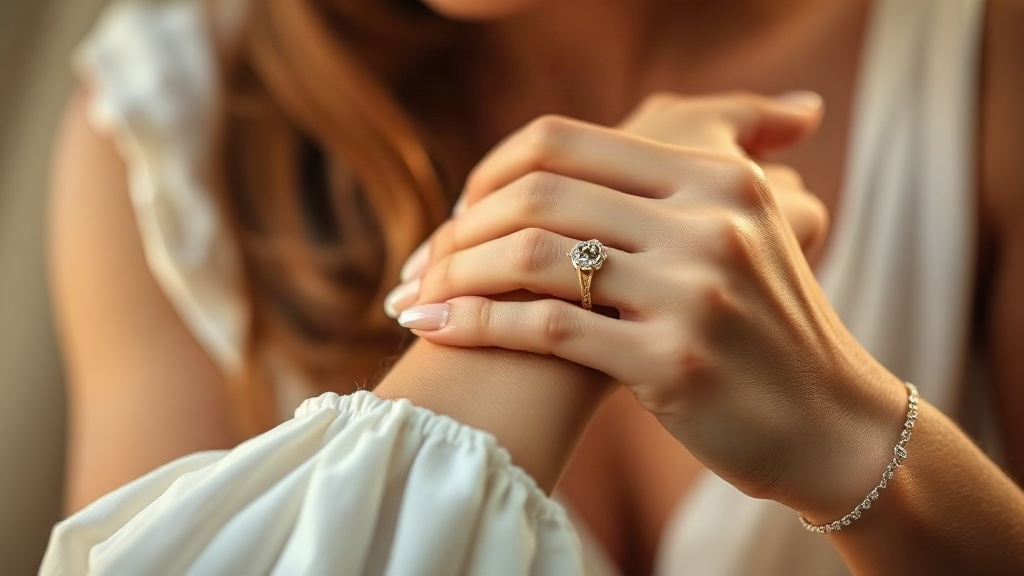close-up photo of a woman's wrist and hand, delicate gesture of applying perfume with fingertips, soft warm golden 