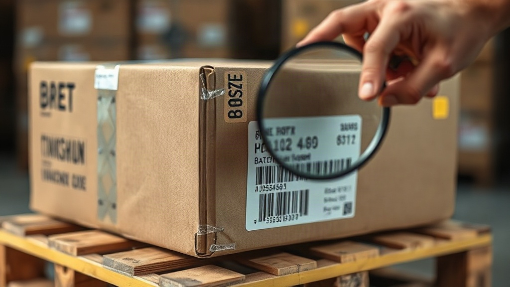 close-up photograph of a sealed cardboard export shipping carton with an authenticity hologram sticker and printed batch